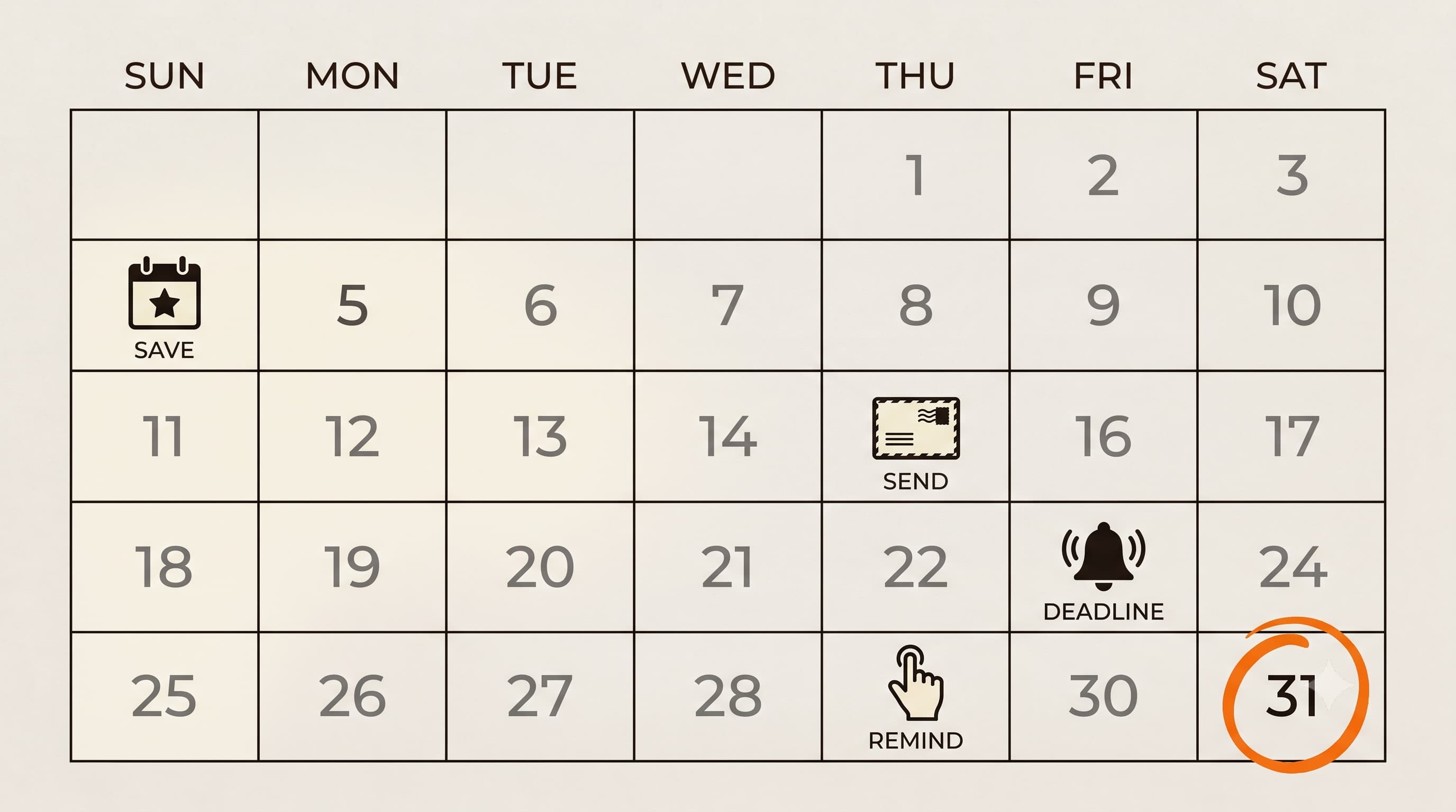Halloween 2026 invitation timeline calendar showing save the date send and RSVP deadline dates